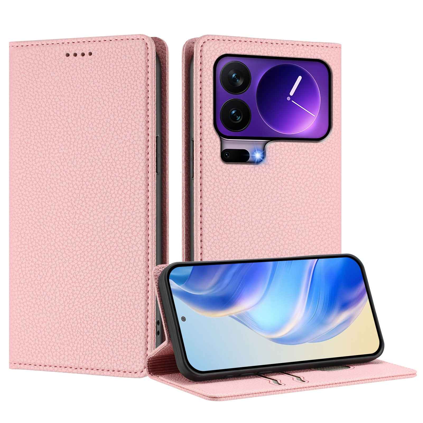 For Xiaomi 17 Pro Wallet Case RFID Blocking Litchi Texture Leather Mobile Cover - Pink