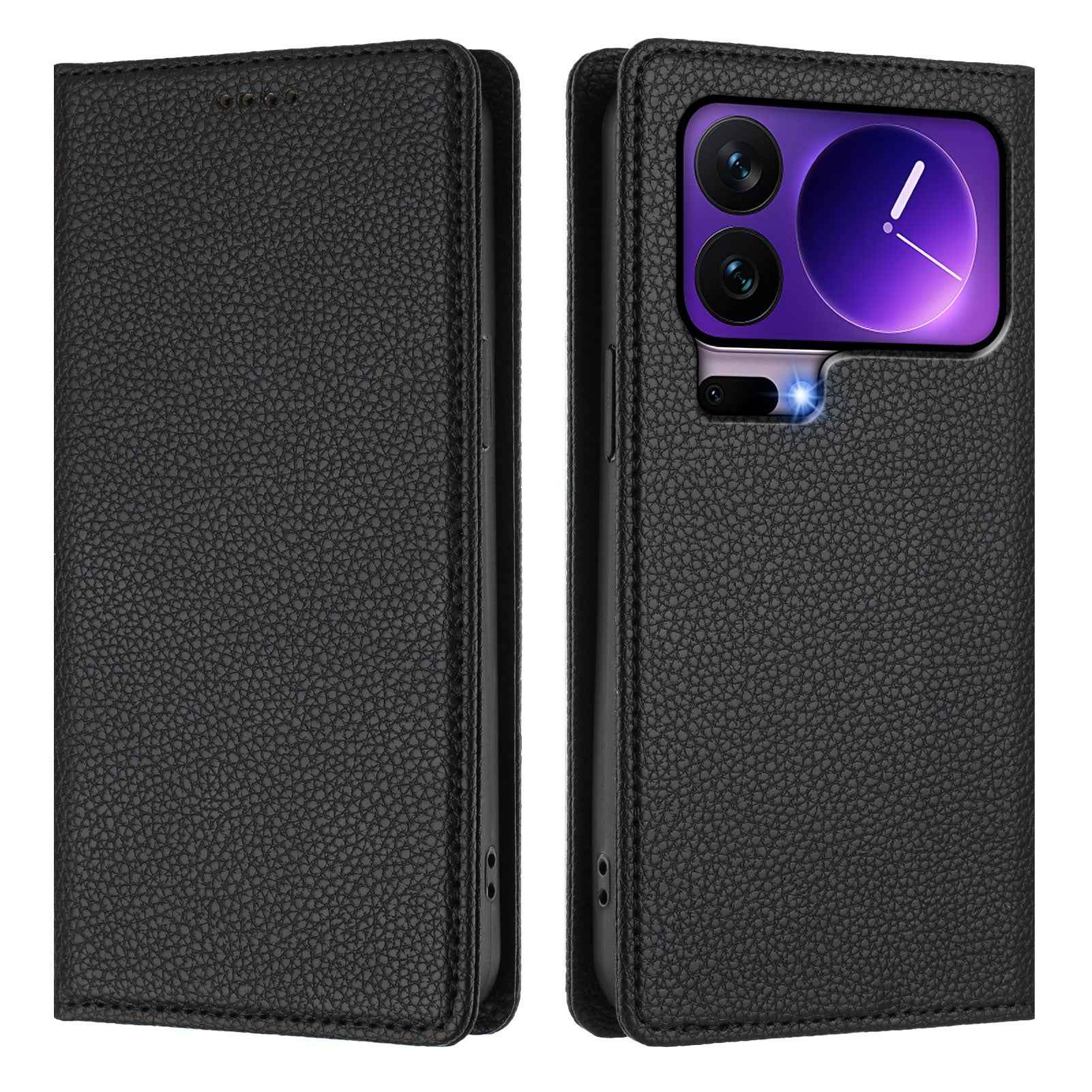 For Xiaomi 17 Pro Wallet Case RFID Blocking Litchi Texture Leather Mobile Cover - Black
