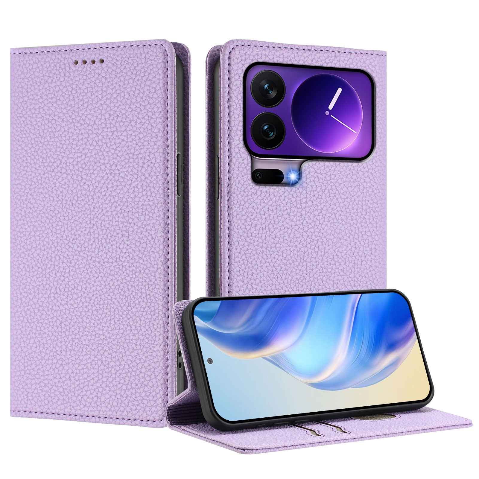 For Xiaomi 17 Pro Wallet Case RFID Blocking Litchi Texture Leather Mobile Cover - Light Purple