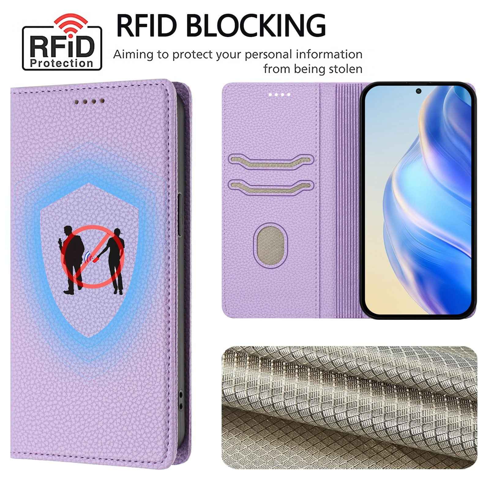 For Xiaomi 17 Pro Wallet Case RFID Blocking Litchi Texture Leather Mobile Cover - Light Purple