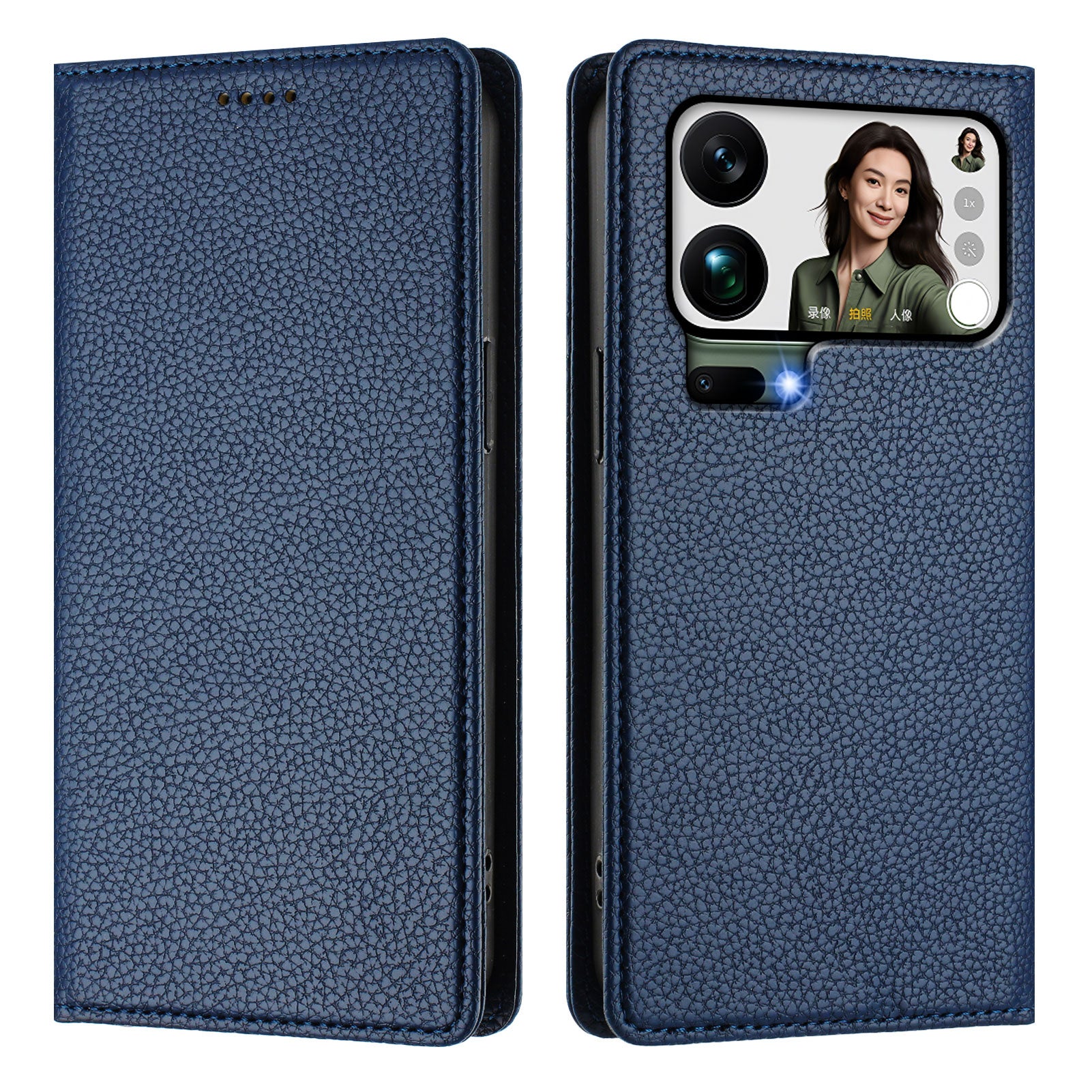 For Xiaomi 17 Pro Max Wallet Case RFID Blocking Litchi Texture Leather Mobile Cover - Dark Blue