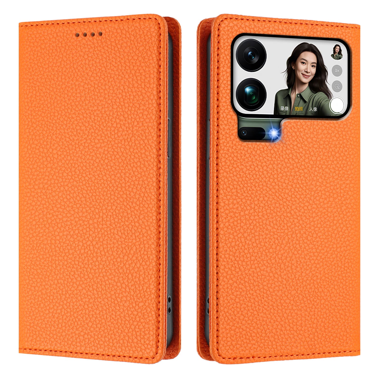 For Xiaomi 17 Pro Max Wallet Case RFID Blocking Litchi Texture Leather Mobile Cover - Orange