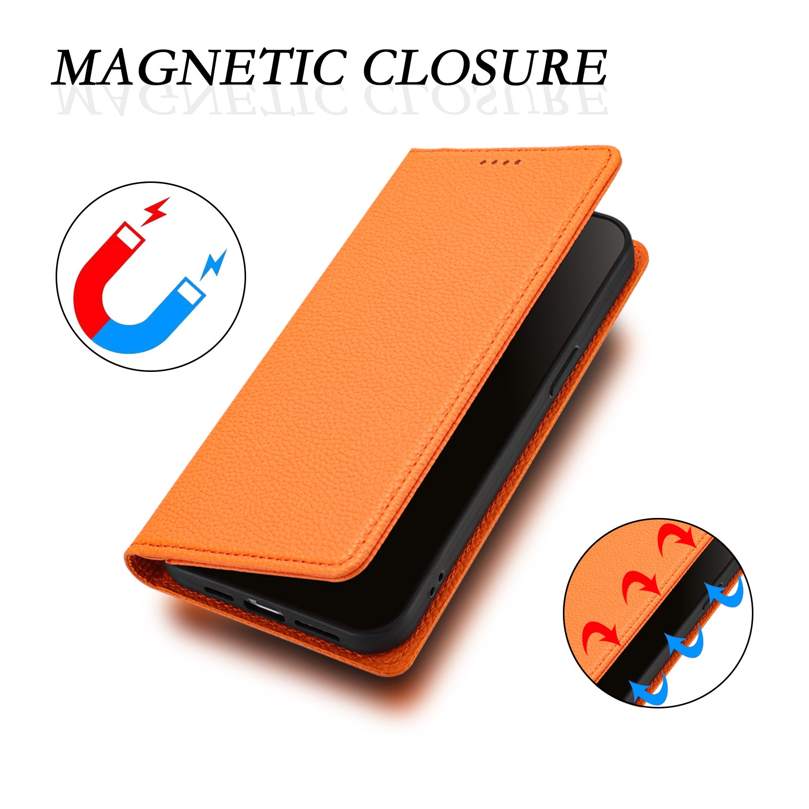 For Xiaomi 17 Pro Max Wallet Case RFID Blocking Litchi Texture Leather Mobile Cover - Orange