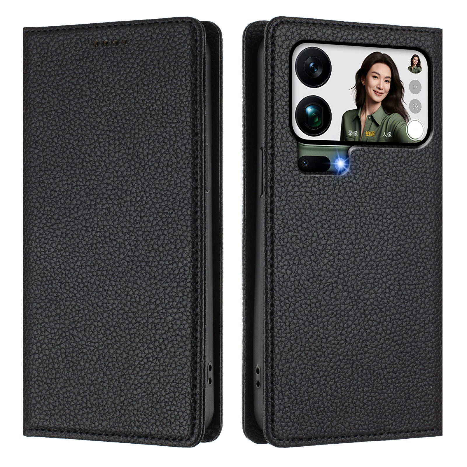 For Xiaomi 17 Pro Max Wallet Case RFID Blocking Litchi Texture Leather Mobile Cover - Black