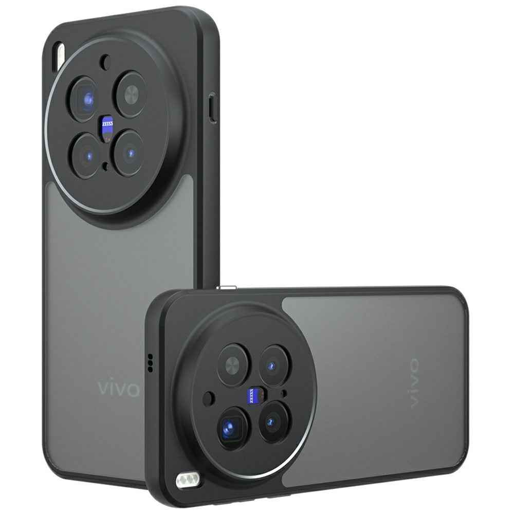 For vivo X300 Pro 5G Case Skin-Touch TPU + PC Matte Phone Back Cover, Transparent Black