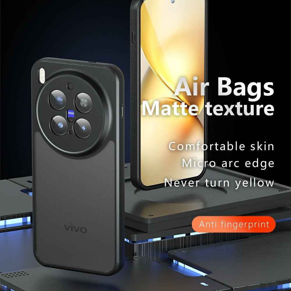 For vivo X300 Pro 5G Case Skin-Touch TPU + PC Matte Phone Back Cover, Transparent Black