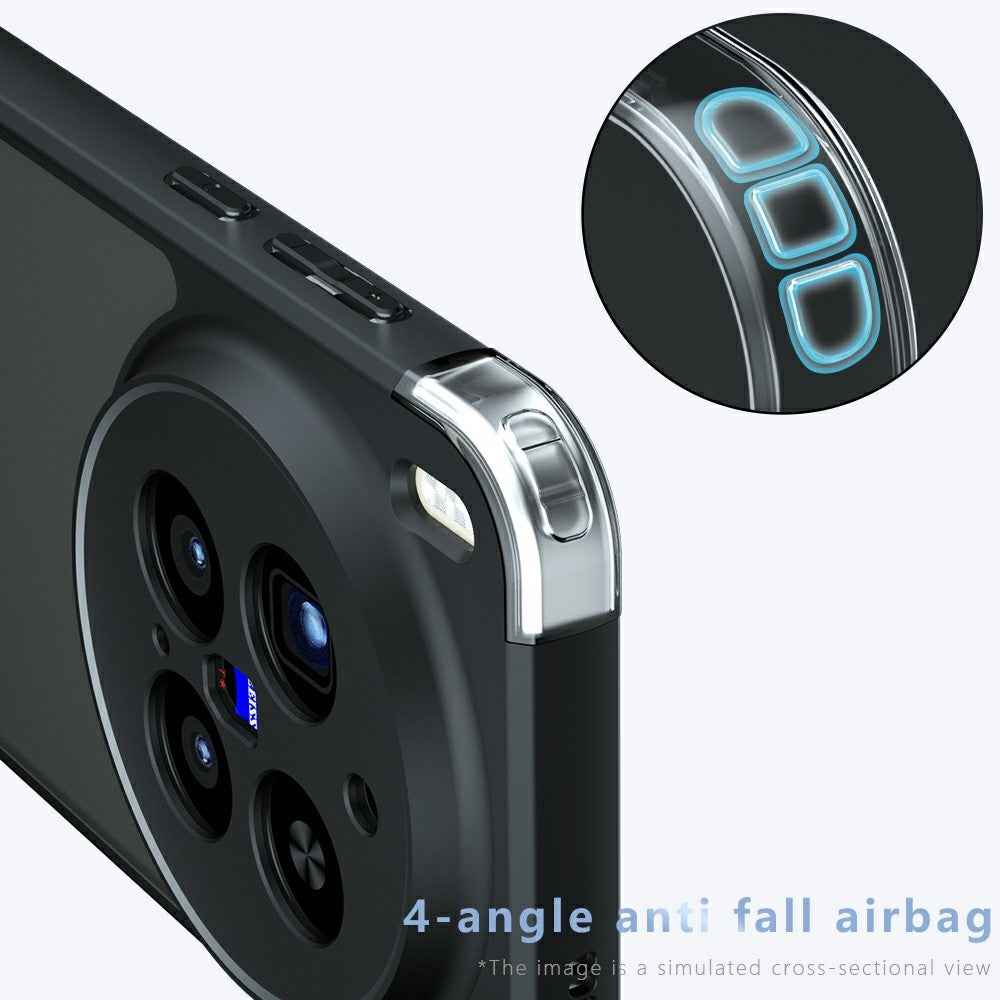 For vivo X300 Pro 5G Case Skin-Touch TPU + PC Matte Phone Back Cover, Transparent Black