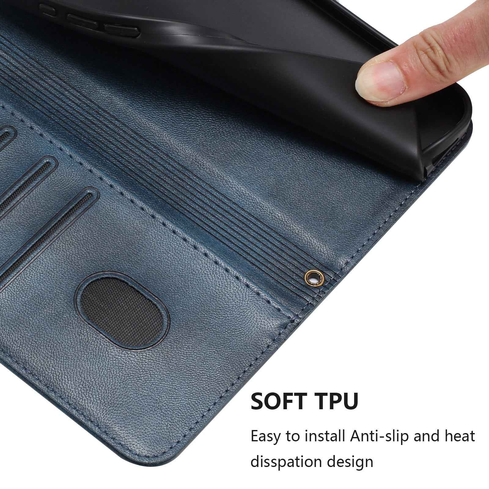 For Xiaomi 17 Pro Cases Wallet Stand Retro Texture Leather Phone Cover with Lanyard - Blue