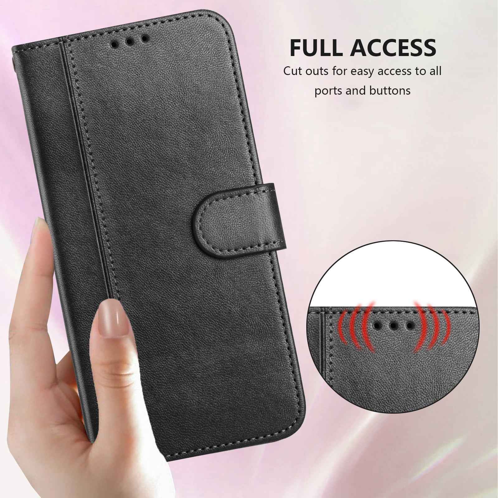 For Xiaomi 17 Pro Cases Wallet Stand Retro Texture Leather Phone Cover with Lanyard - Black