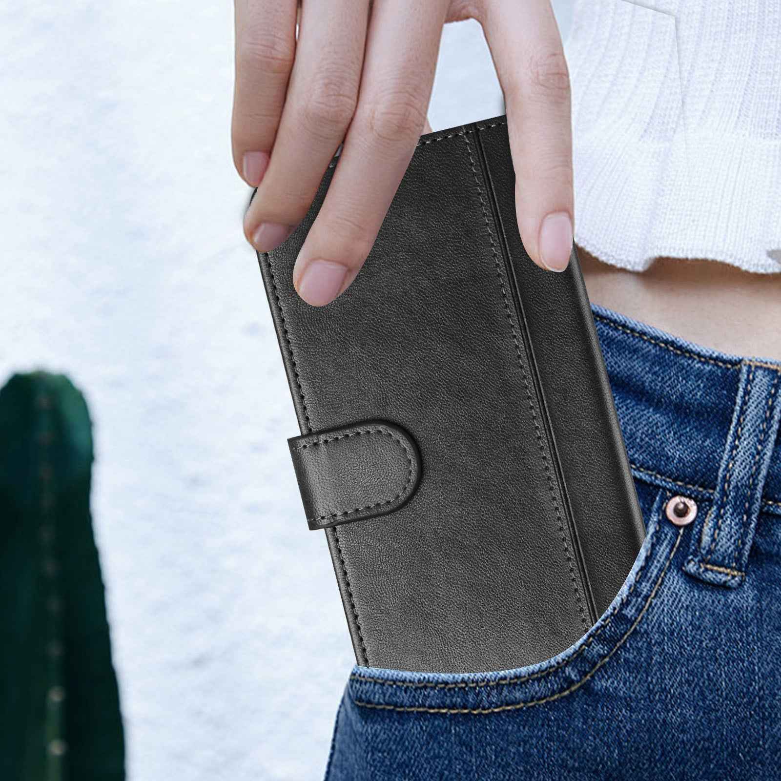 For Xiaomi 17 Pro Cases Wallet Stand Retro Texture Leather Phone Cover with Lanyard - Black