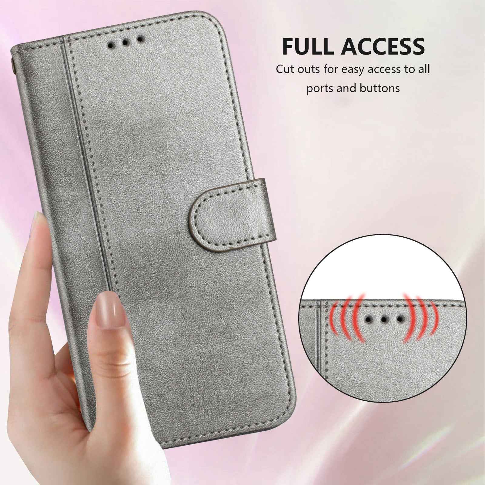 For Xiaomi 17 Pro Cases Wallet Stand Retro Texture Leather Phone Cover with Lanyard - Grey