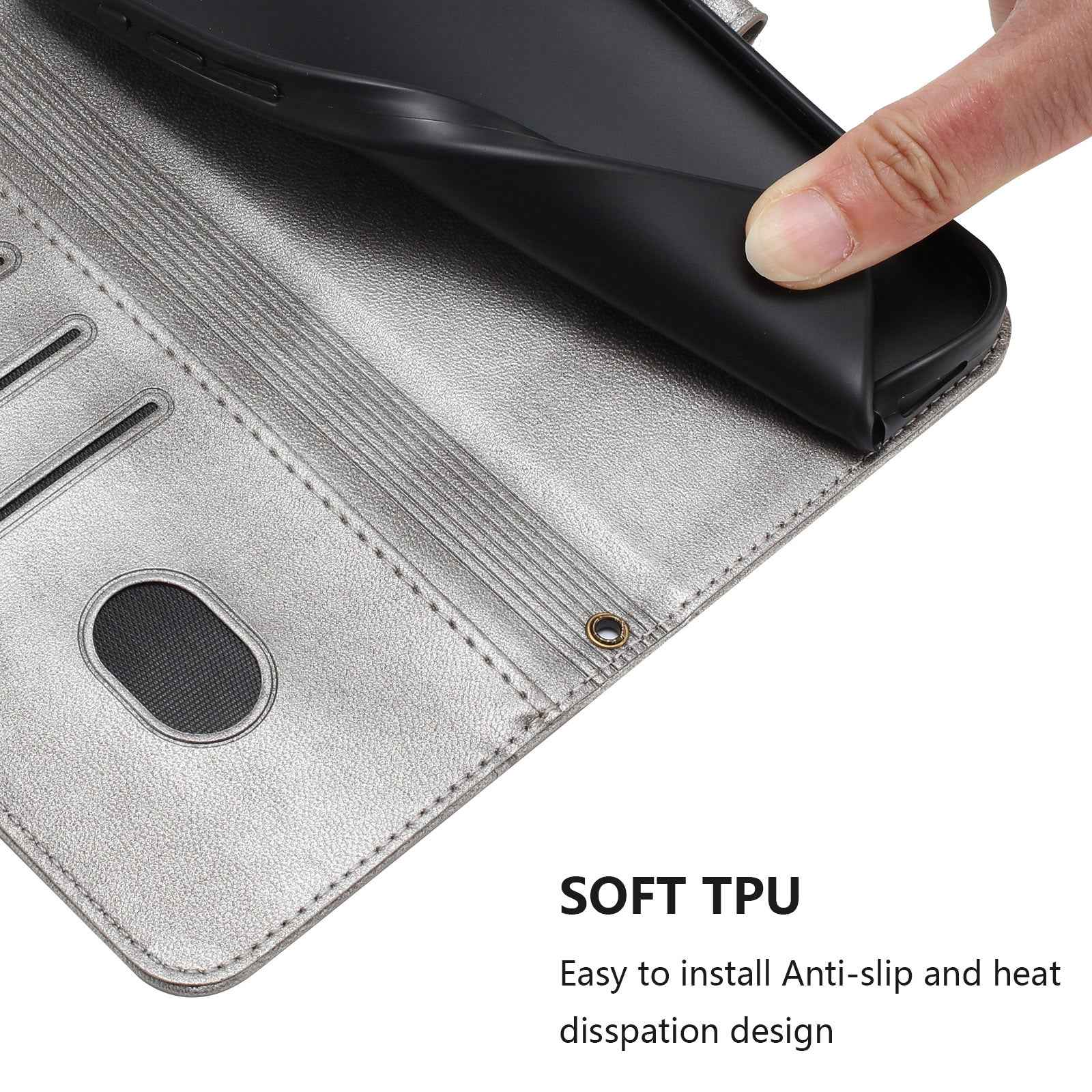 For Xiaomi 17 Pro Cases Wallet Stand Retro Texture Leather Phone Cover with Lanyard - Grey