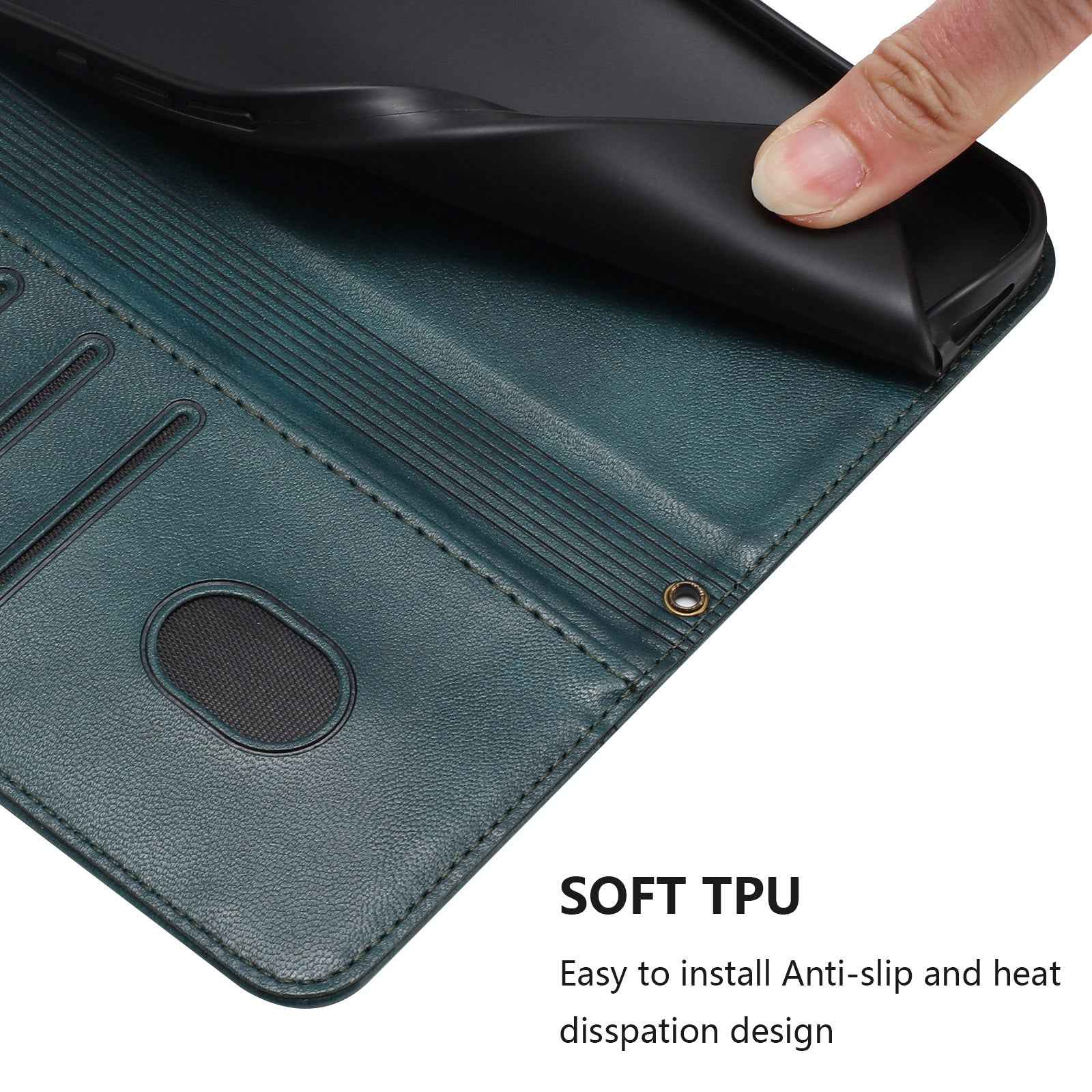 For Xiaomi 17 Pro Cases Wallet Stand Retro Texture Leather Phone Cover with Lanyard - Dark Green