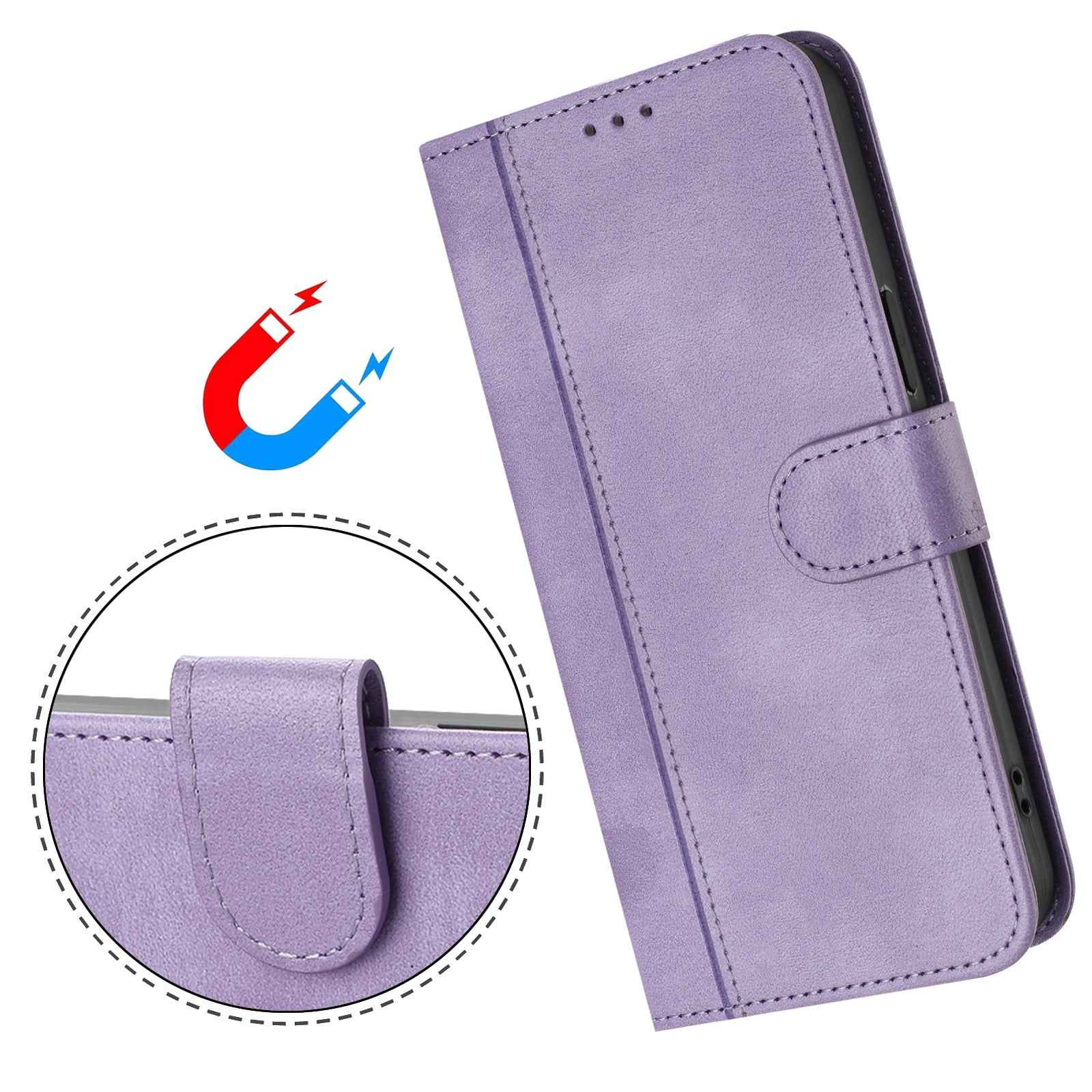 For Xiaomi 17 Pro Cases Wallet Stand Retro Texture Leather Phone Cover with Lanyard - Light Purple