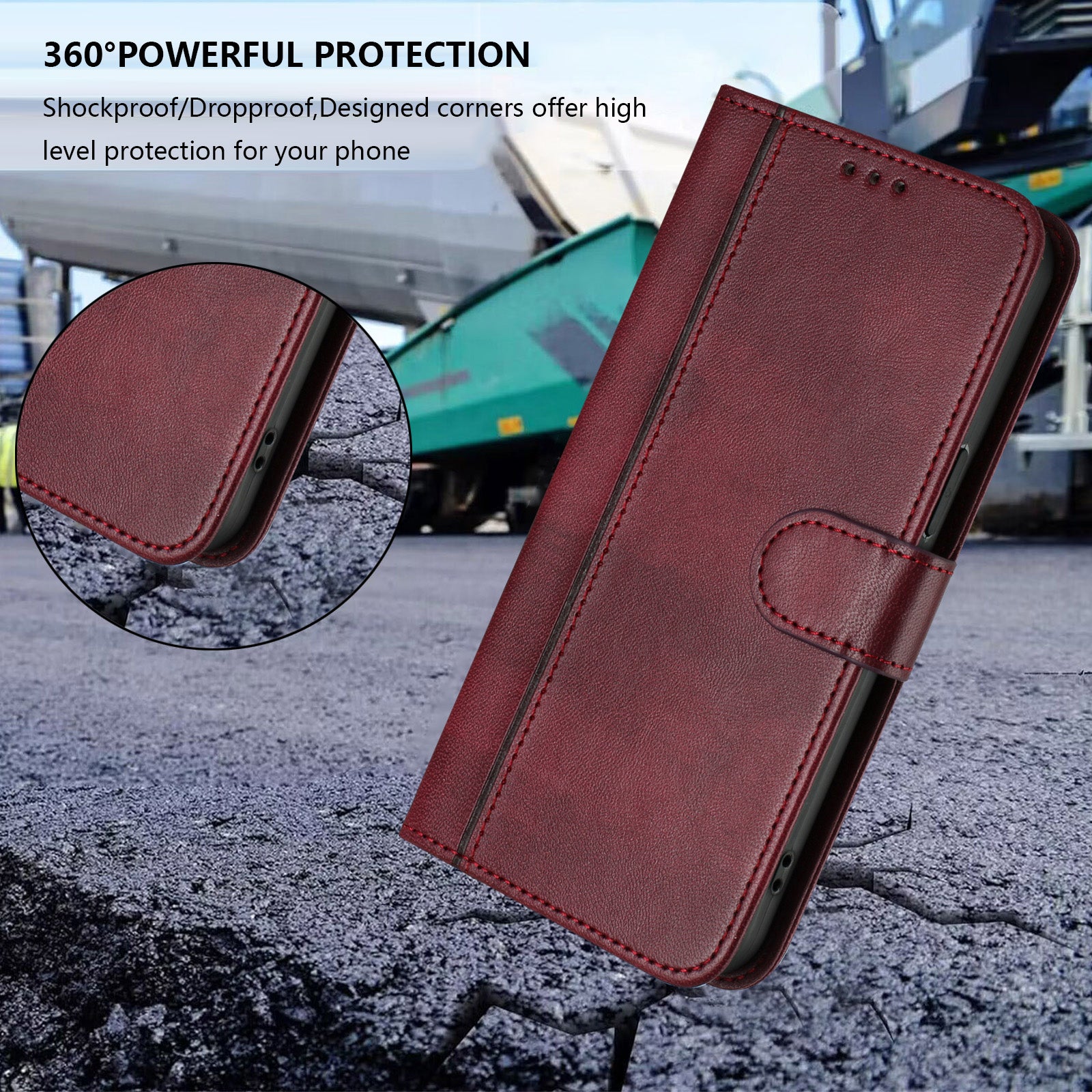 For Xiaomi 17 Pro Max Cases Wallet Stand Retro Texture Leather Phone Cover with Lanyard - Wine Red