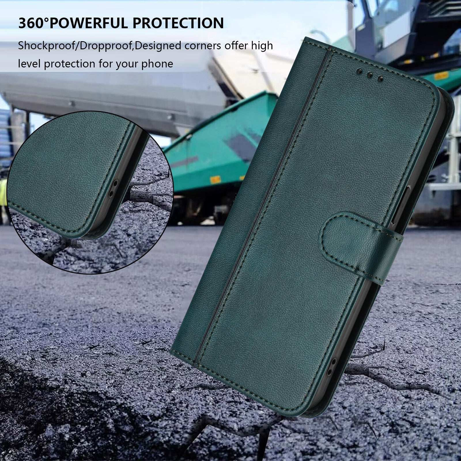 For Xiaomi 17 Pro Max Cases Wallet Stand Retro Texture Leather Phone Cover with Lanyard - Dark Green
