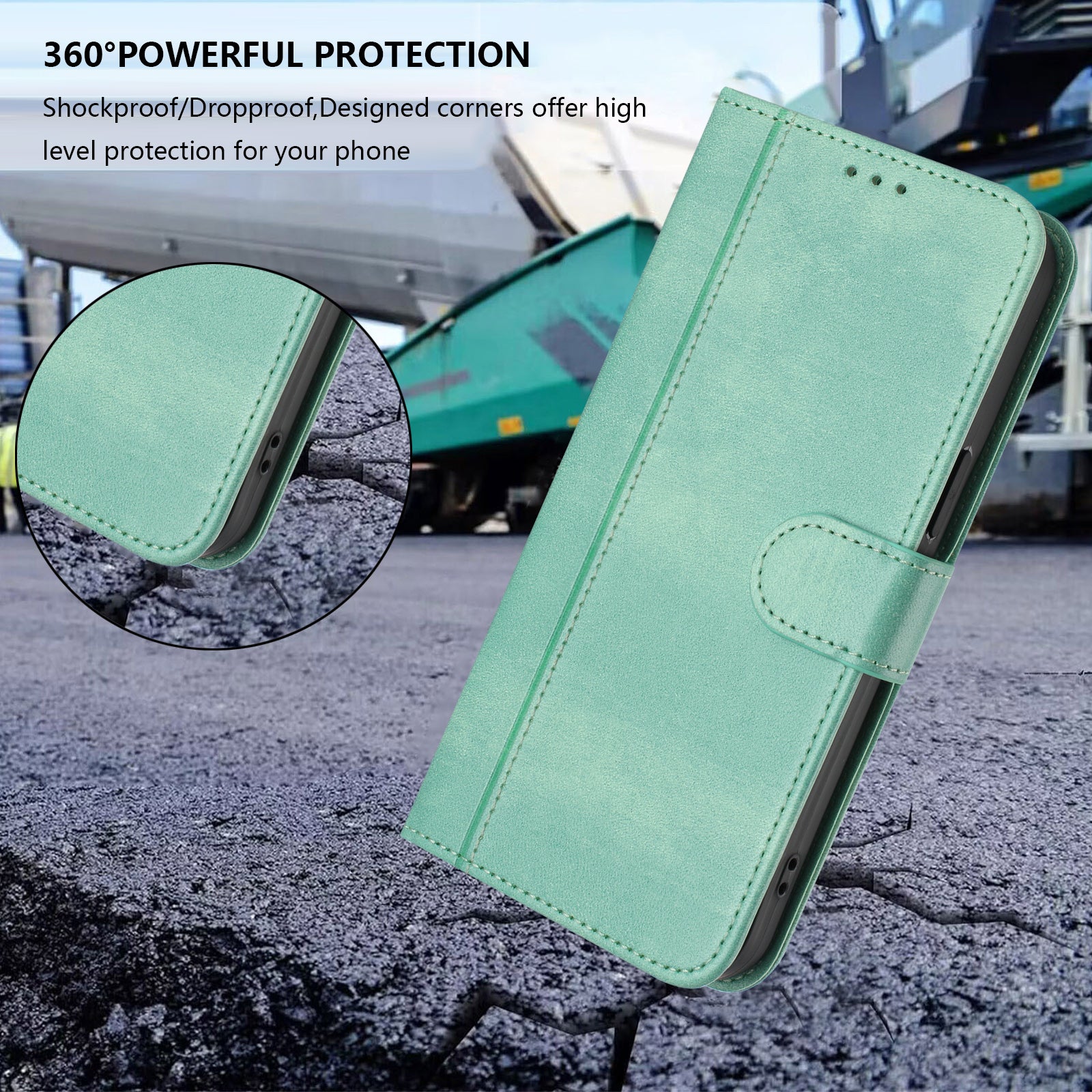 For Xiaomi 17 Pro Max Cases Wallet Stand Retro Texture Leather Phone Cover with Lanyard - Mint Green