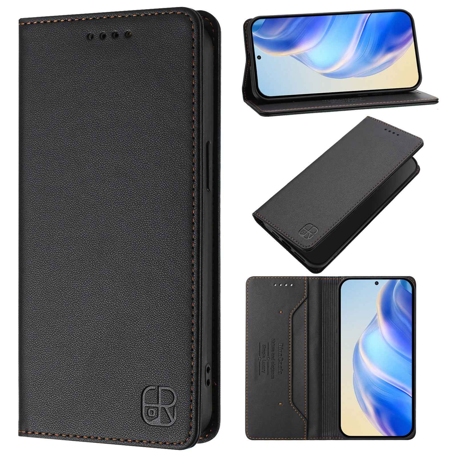 For Xiaomi 17 Pro Leather Case RINACASIS RC01 Phone Cover with RFID Blocking Wallet Stand - Black