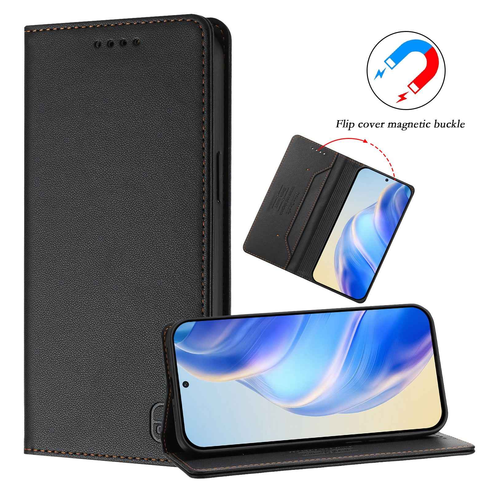For Xiaomi 17 Pro Leather Case RINACASIS RC01 Phone Cover with RFID Blocking Wallet Stand - Black