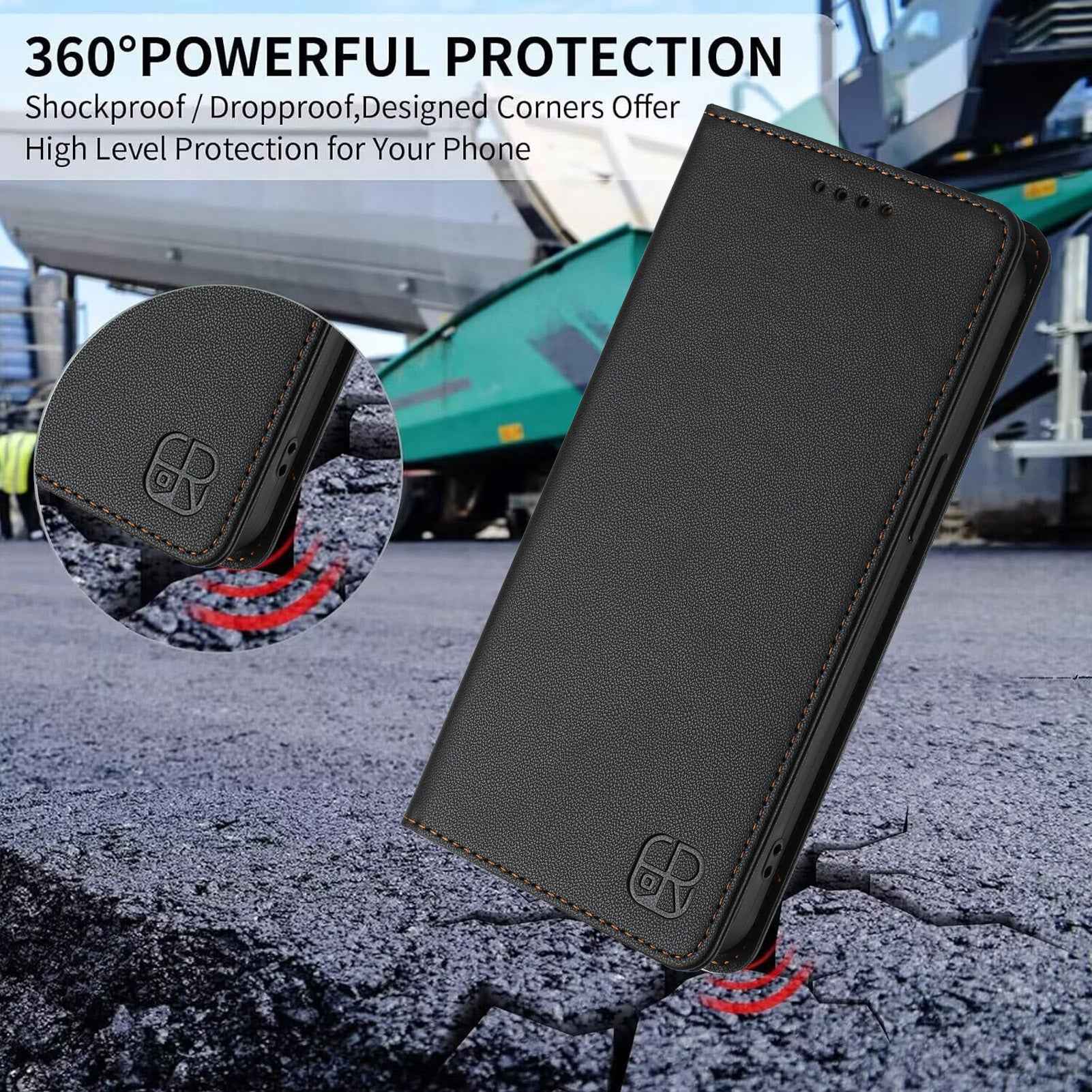 For Xiaomi 17 Pro Leather Case RINACASIS RC01 Phone Cover with RFID Blocking Wallet Stand - Black