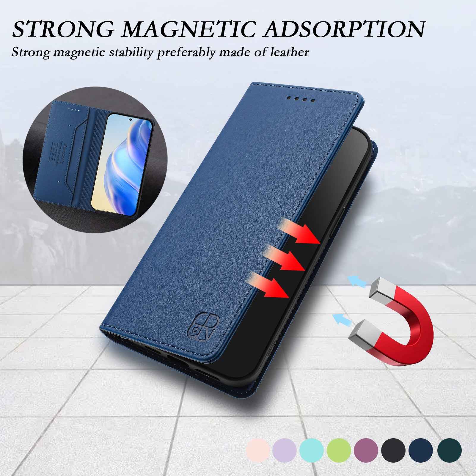 For Xiaomi 17 Pro Leather Case RINACASIS RC01 Phone Cover with RFID Blocking Wallet Stand - Dark Blue