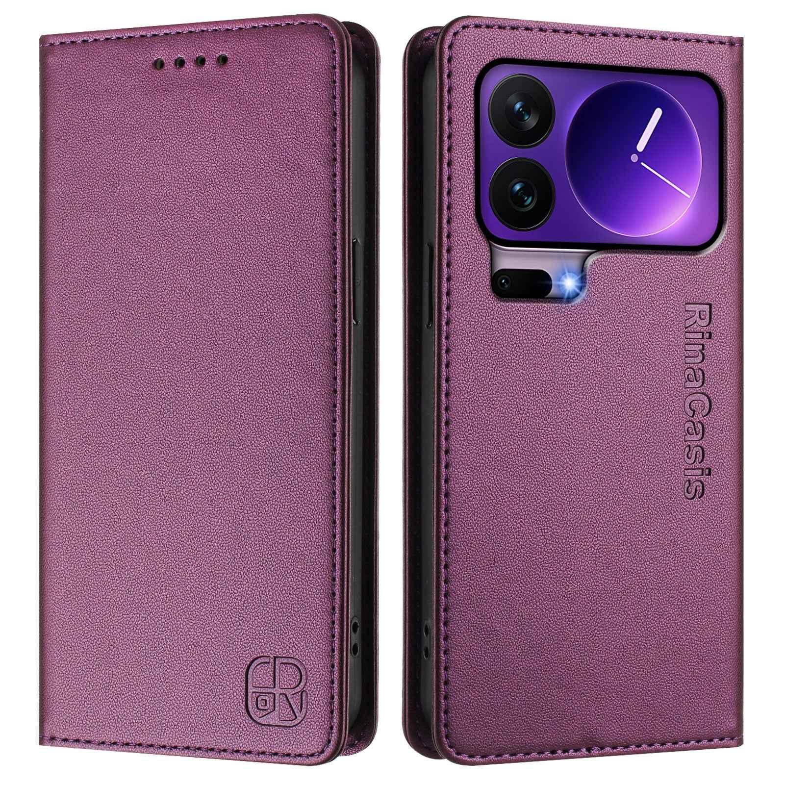For Xiaomi 17 Pro Leather Case RINACASIS RC01 Phone Cover with RFID Blocking Wallet Stand - Violet