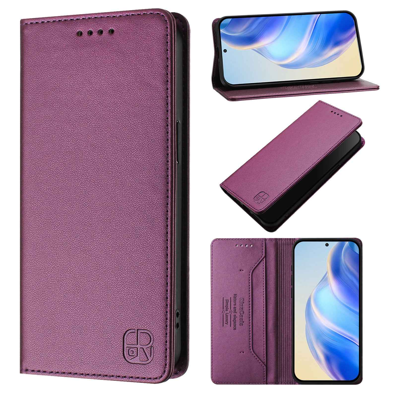 For Xiaomi 17 Pro Leather Case RINACASIS RC01 Phone Cover with RFID Blocking Wallet Stand - Violet