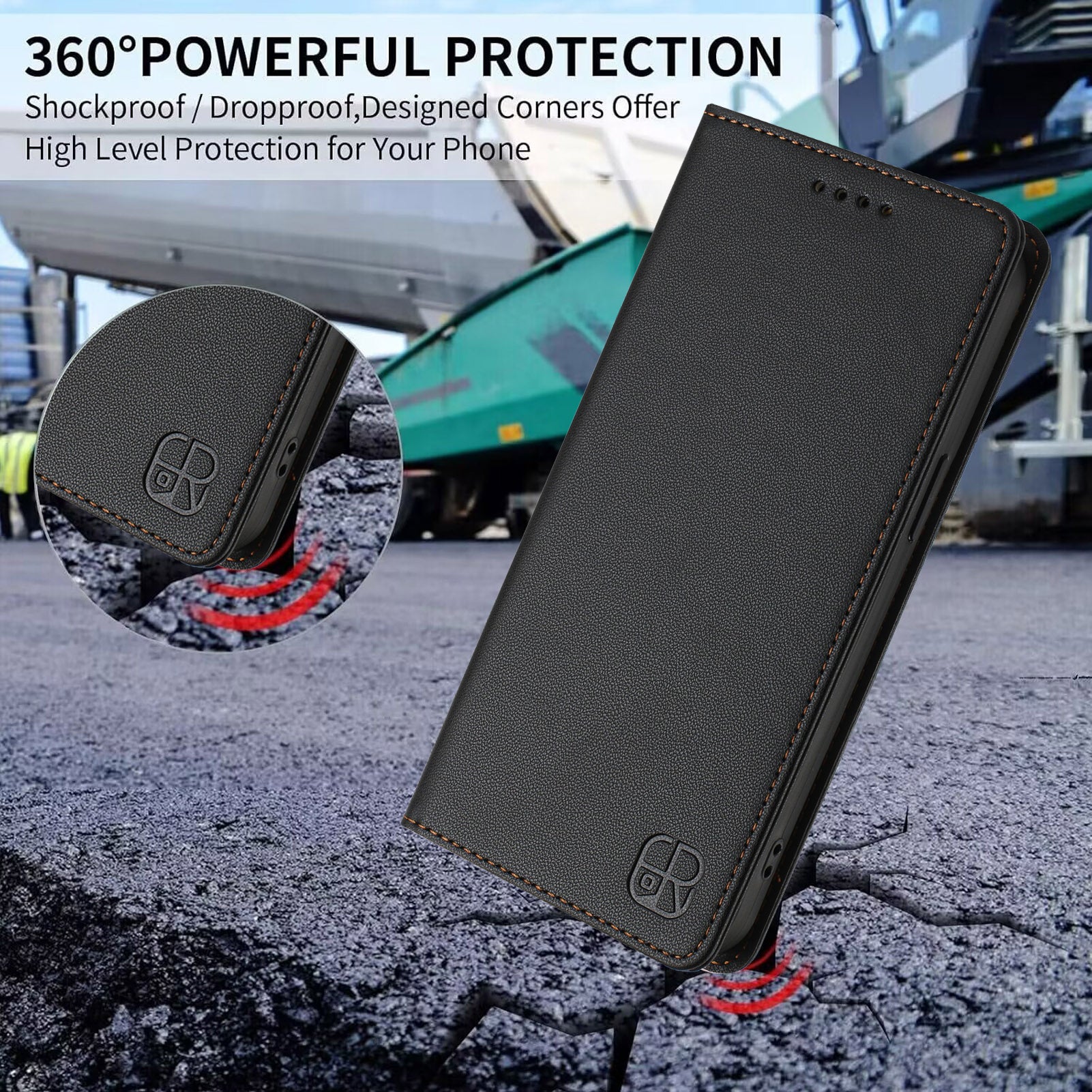 For Xiaomi 17 Pro Max Leather Case RINACASIS RC01 Phone Cover with RFID Blocking Wallet Stand - Black