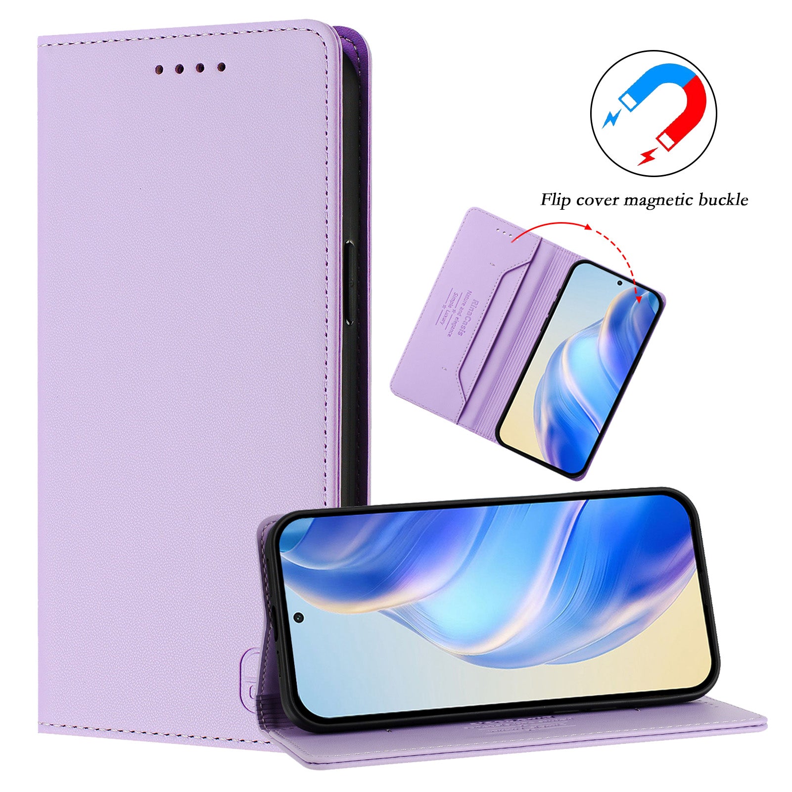For Xiaomi 17 Pro Max Leather Case RINACASIS RC01 Phone Cover with RFID Blocking Wallet Stand - Light Purple