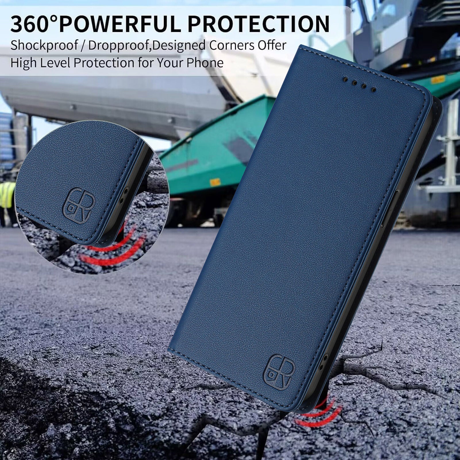 For Xiaomi 17 Pro Max Leather Case RINACASIS RC01 Phone Cover with RFID Blocking Wallet Stand - Dark Blue