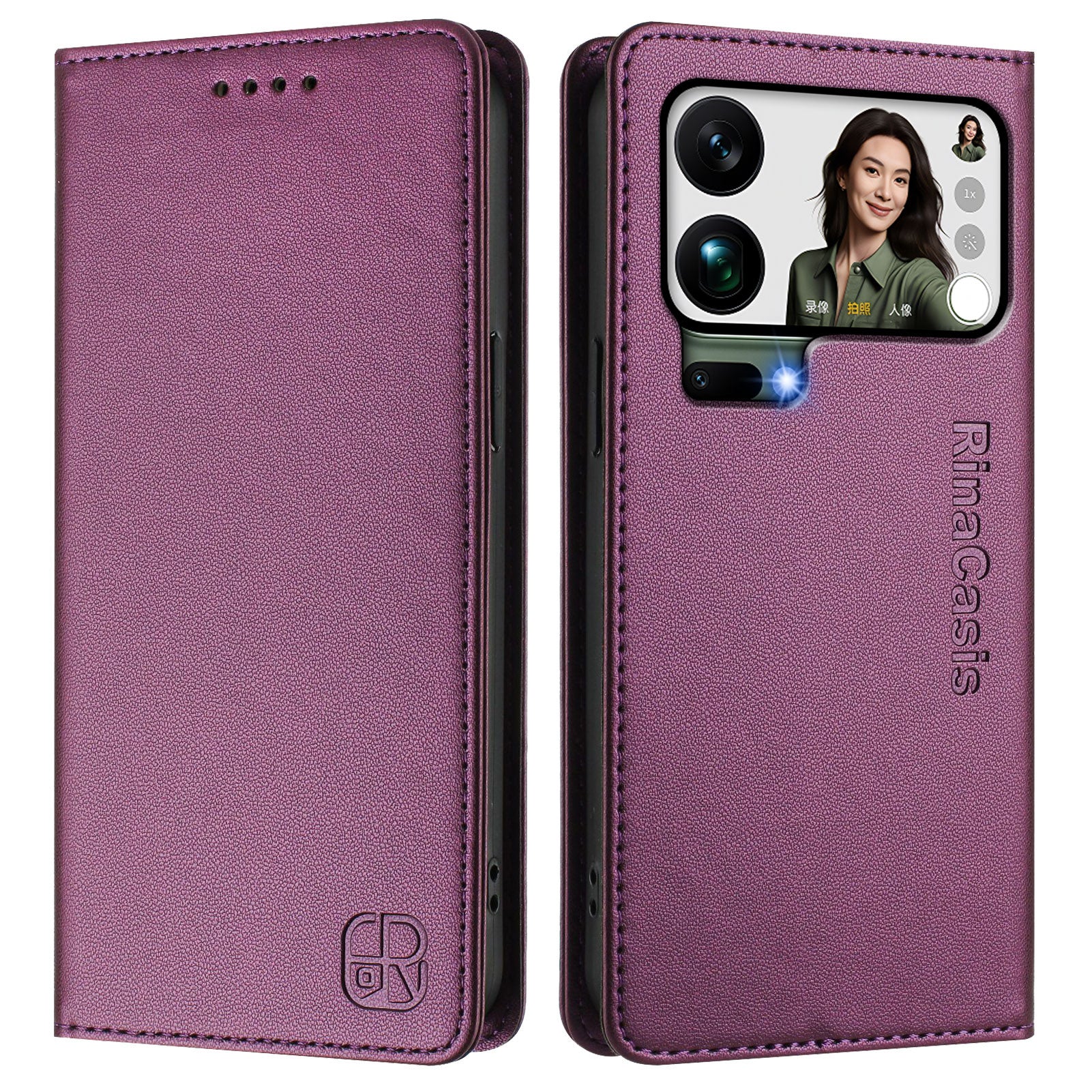 For Xiaomi 17 Pro Max Leather Case RINACASIS RC01 Phone Cover with RFID Blocking Wallet Stand - Violet