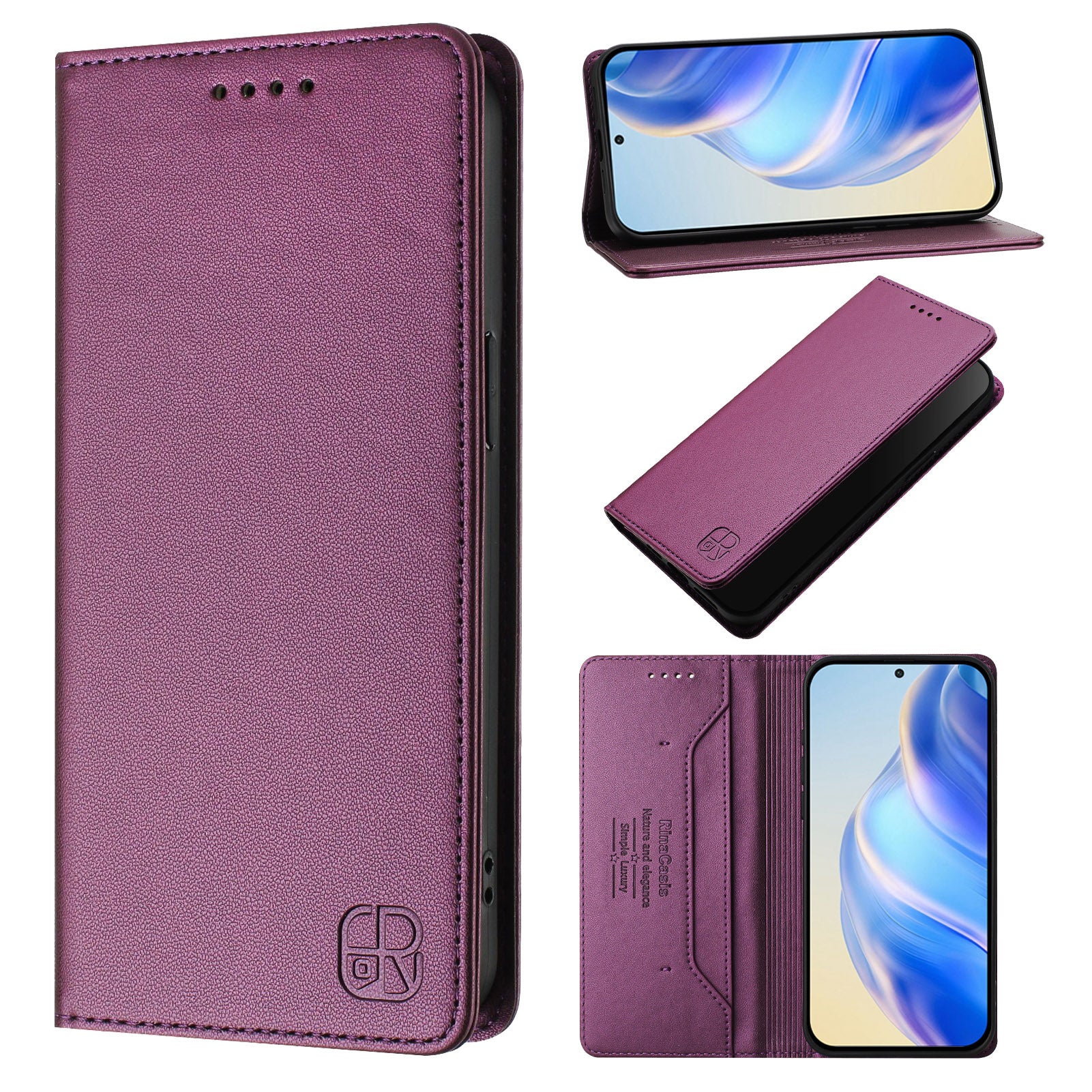 For Xiaomi 17 Pro Max Leather Case RINACASIS RC01 Phone Cover with RFID Blocking Wallet Stand - Violet