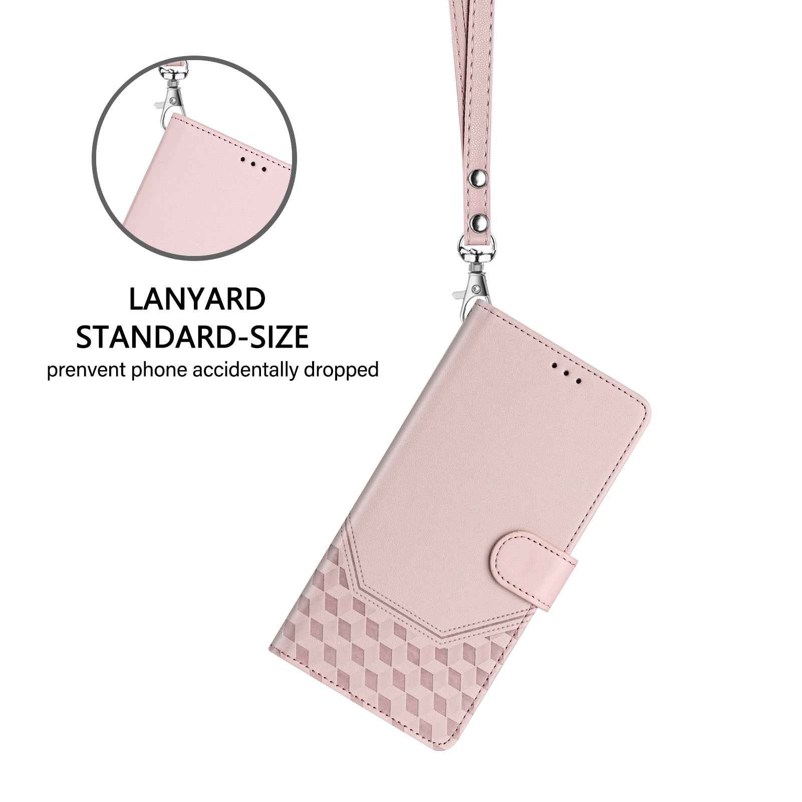 For Xiaomi 17 Pro Case Imprinted Honeycomb RFID Blocking Leather Phone Cover with Strap - Pink