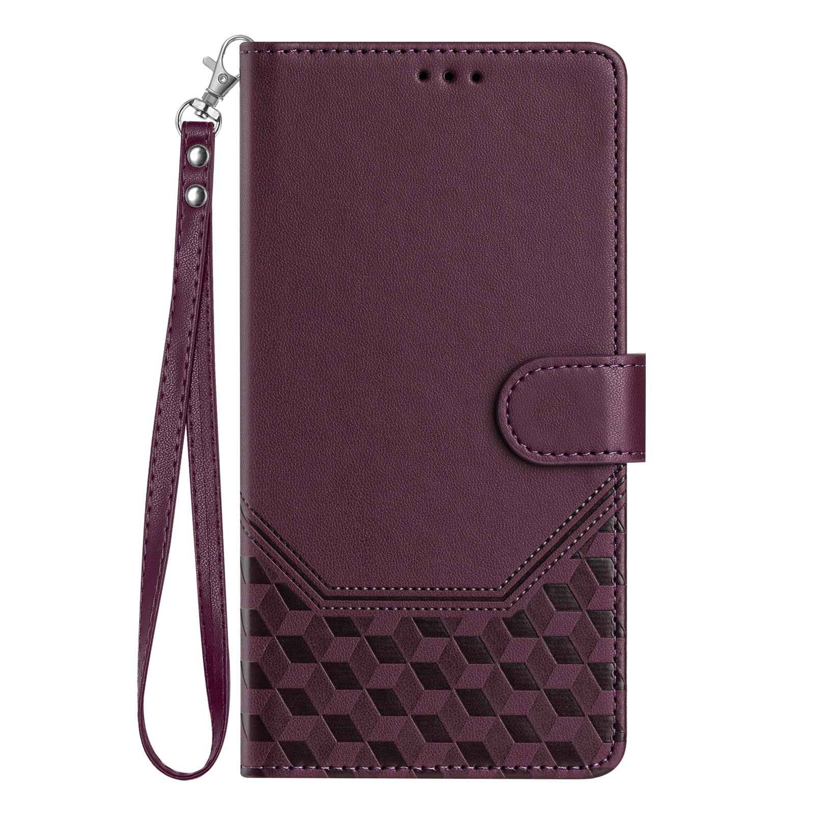 For Xiaomi 17 Pro Case Imprinted Honeycomb RFID Blocking Leather Phone Cover with Strap - Dark Purple