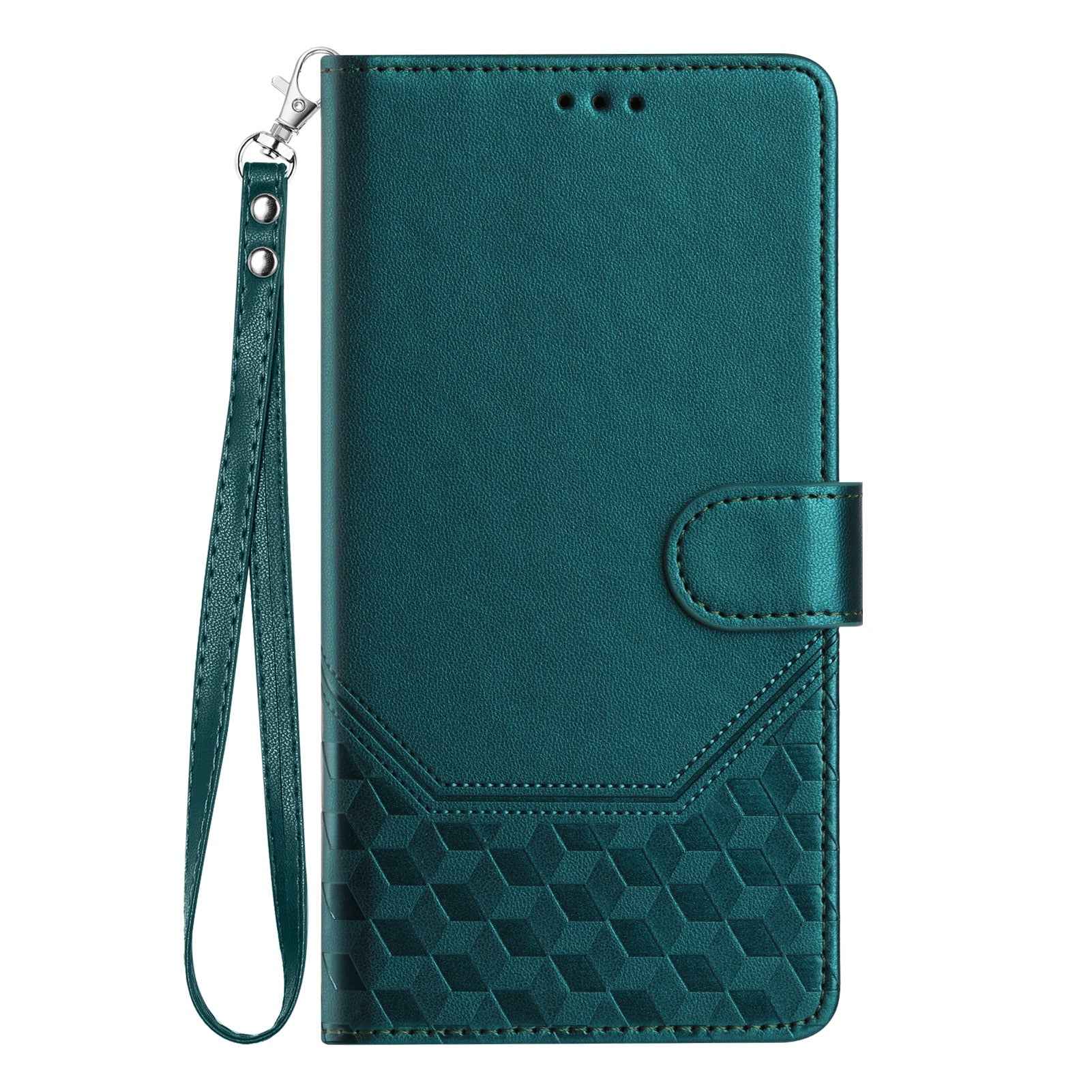 For Xiaomi 17 Pro Case Imprinted Honeycomb RFID Blocking Leather Phone Cover with Strap - Green