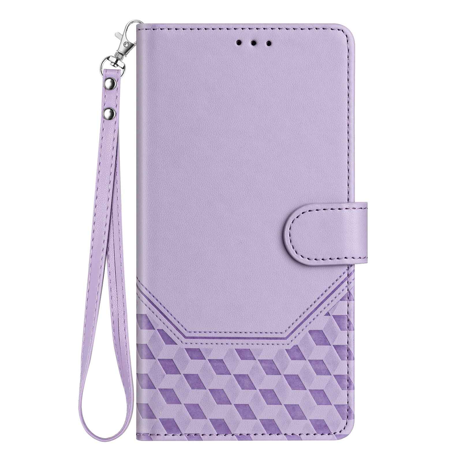 For Xiaomi 17 Pro Case Imprinted Honeycomb RFID Blocking Leather Phone Cover with Strap - Light Purple