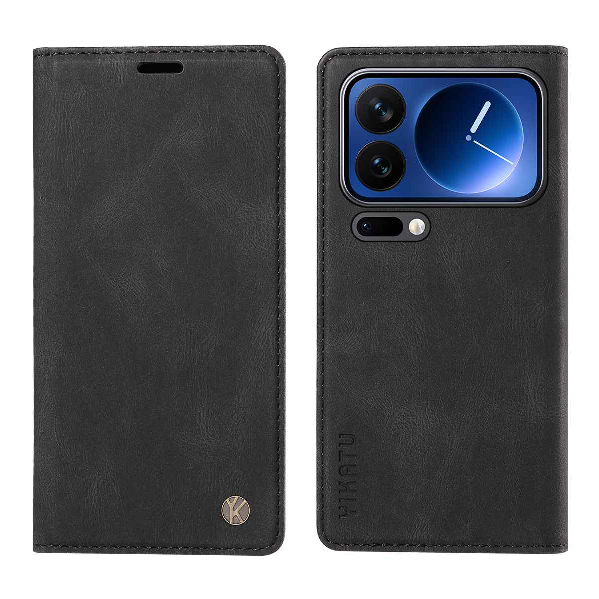 For Xiaomi 17 Pro Leather Cover YIKATU YK-004 Skin-Touch Wallet Phone Cases - Black