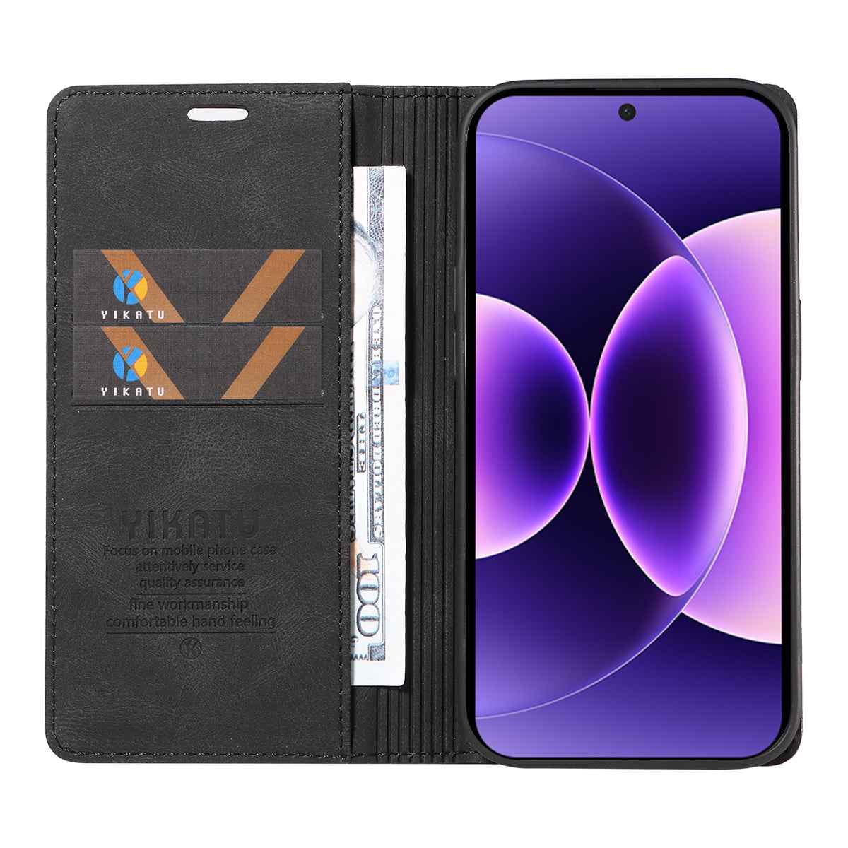 For Xiaomi 17 Pro Leather Cover YIKATU YK-004 Skin-Touch Wallet Phone Cases - Black