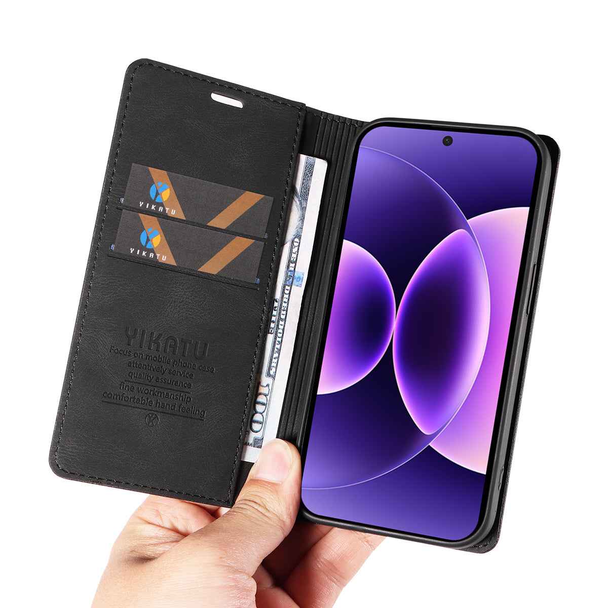 For Xiaomi 17 Pro Leather Cover YIKATU YK-004 Skin-Touch Wallet Phone Cases - Black