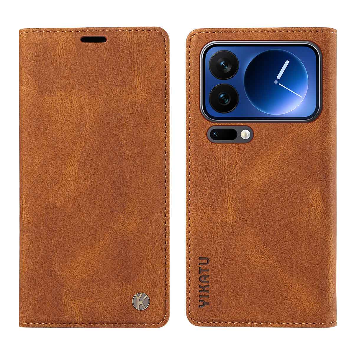 For Xiaomi 17 Pro Leather Cover YIKATU YK-004 Skin-Touch Wallet Phone Cases - Brown