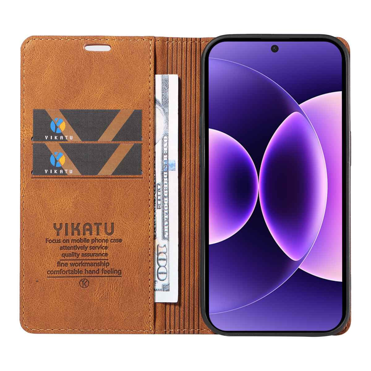 For Xiaomi 17 Pro Leather Cover YIKATU YK-004 Skin-Touch Wallet Phone Cases - Brown