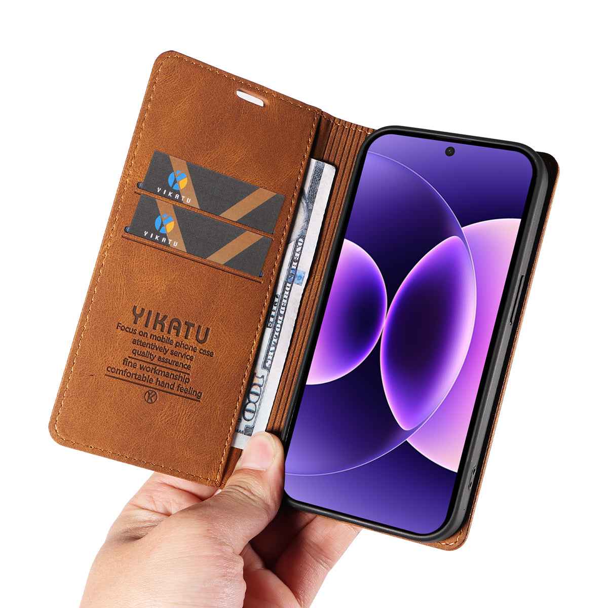 For Xiaomi 17 Pro Leather Cover YIKATU YK-004 Skin-Touch Wallet Phone Cases - Brown