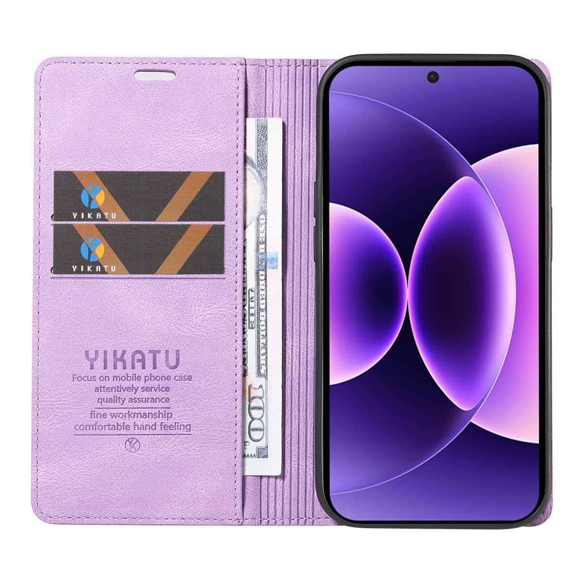 For Xiaomi 17 Pro Leather Cover YIKATU YK-004 Skin-Touch Wallet Phone Cases - Purple