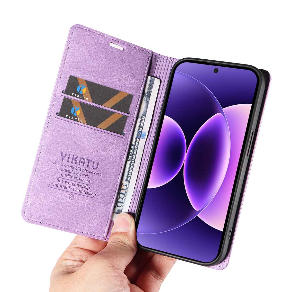 For Xiaomi 17 Pro Leather Cover YIKATU YK-004 Skin-Touch Wallet Phone Cases - Purple