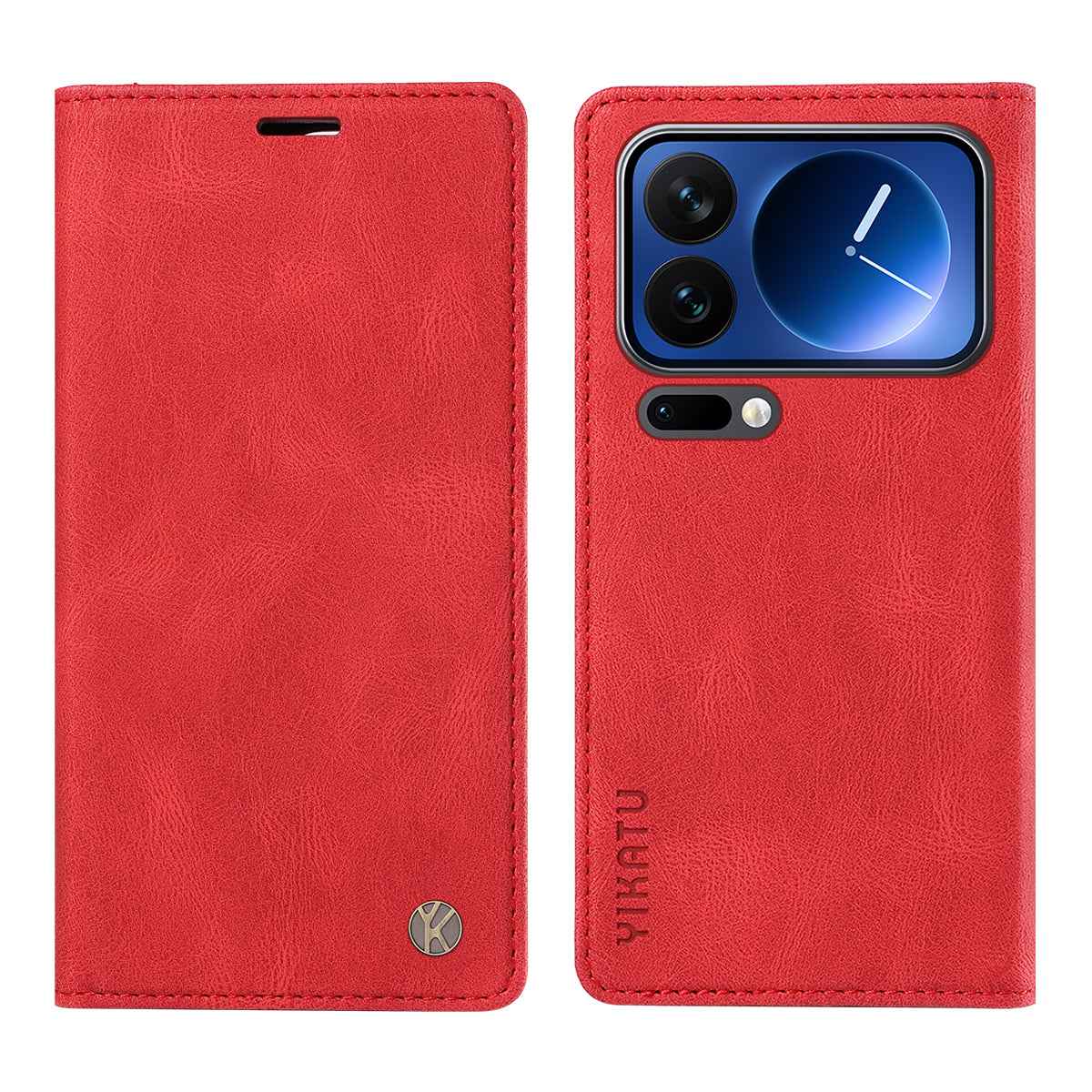 For Xiaomi 17 Pro Leather Cover YIKATU YK-004 Skin-Touch Wallet Phone Cases -  Red