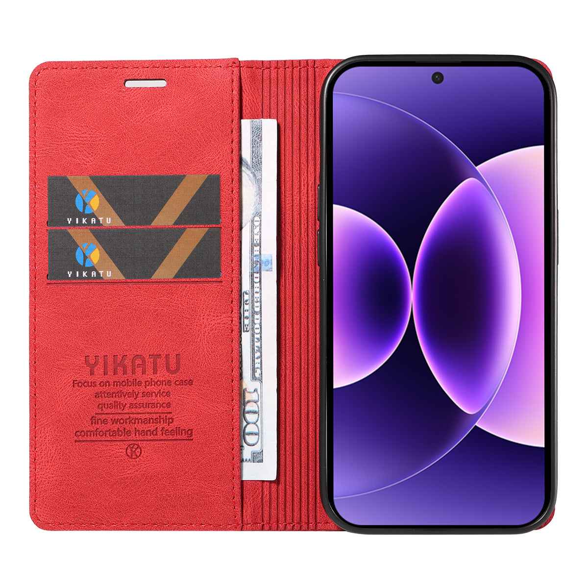 For Xiaomi 17 Pro Leather Cover YIKATU YK-004 Skin-Touch Wallet Phone Cases -  Red