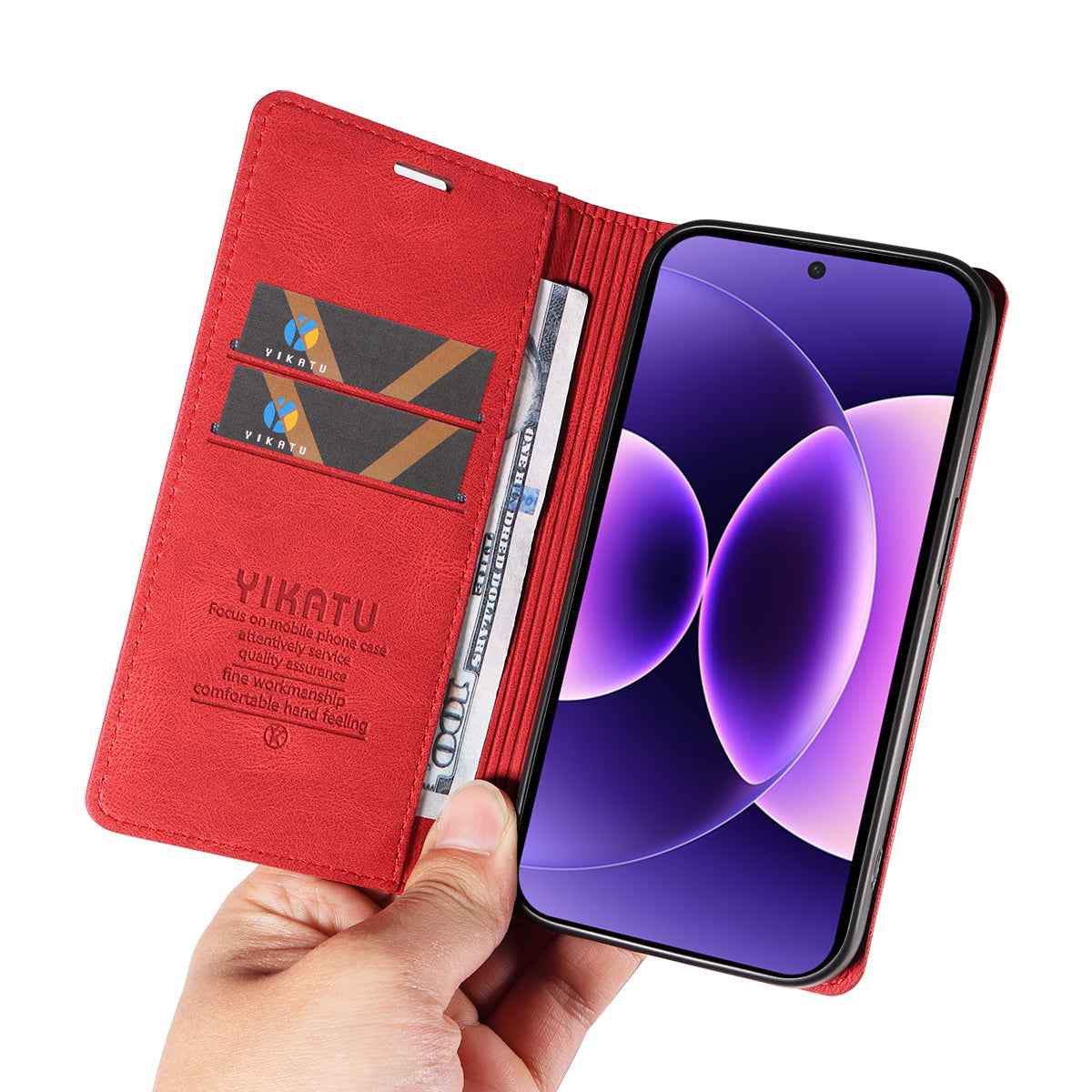 For Xiaomi 17 Pro Leather Cover YIKATU YK-004 Skin-Touch Wallet Phone Cases -  Red