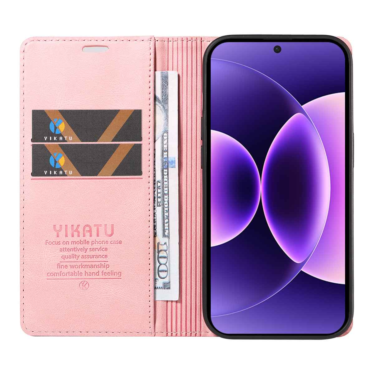 For Xiaomi 17 Pro Leather Cover YIKATU YK-004 Skin-Touch Wallet Phone Cases - Pink