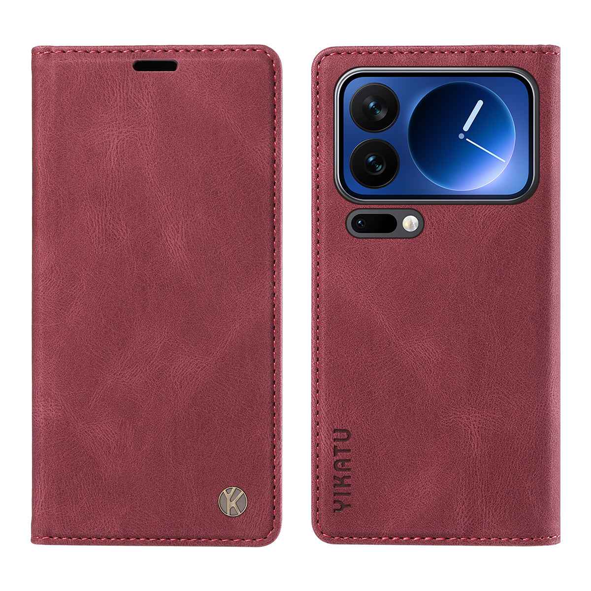 For Xiaomi 17 Pro Leather Cover YIKATU YK-004 Skin-Touch Wallet Phone Cases - Wine Red