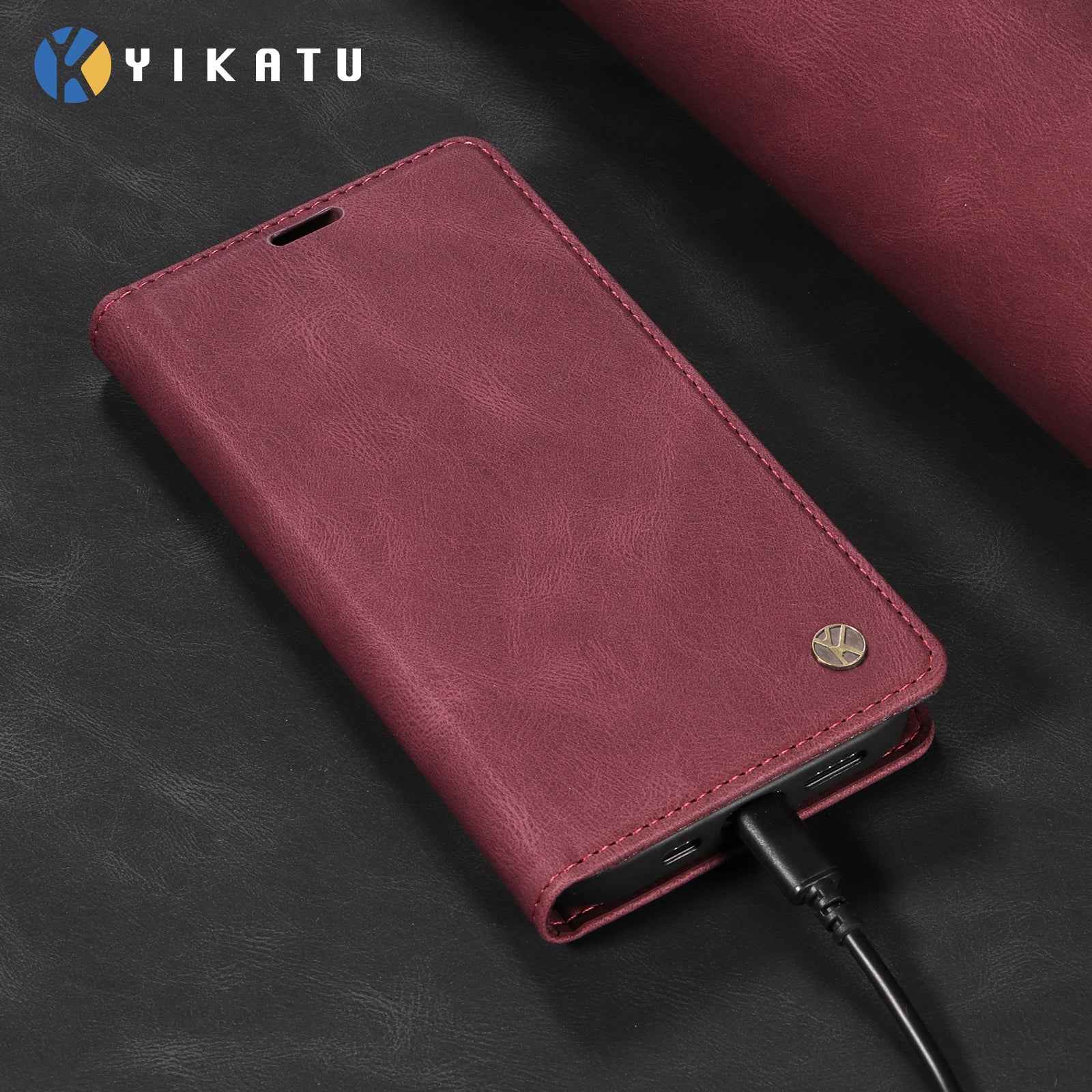 For Xiaomi 17 Pro Leather Cover YIKATU YK-004 Skin-Touch Wallet Phone Cases - Wine Red